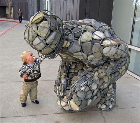 Gabion river stone sculpture | Sculpture art, Street art, Amazing art