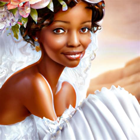 African American Brown Skinned Woman in White Wedding Dress · Creative ...