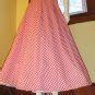 Vintage 50s Rockabilly Swing Kitten Red Gingham Full Sweep Pin Up Circle Skirt XS