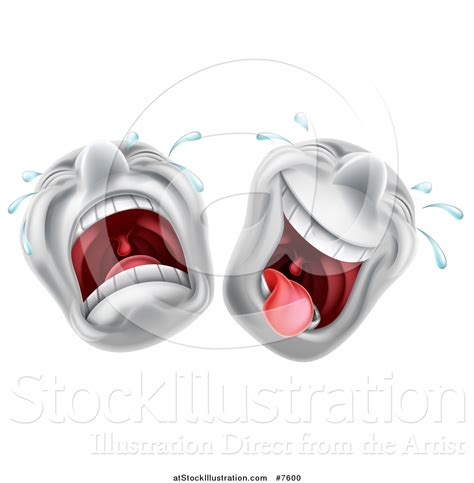 Vector Illustration of Cartoon Trajedy and Comedy Theater Emoji Emoticons by AtStockIllustration ...