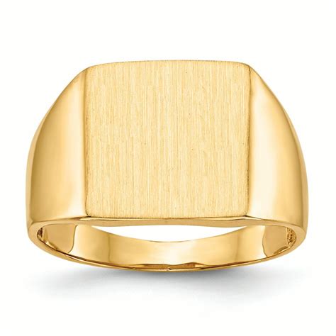 Ring Signet - 14K Yellow Gold 13.5 MM Men's Square Engravable Signet Ring, Size 10 - Walmart.com ...