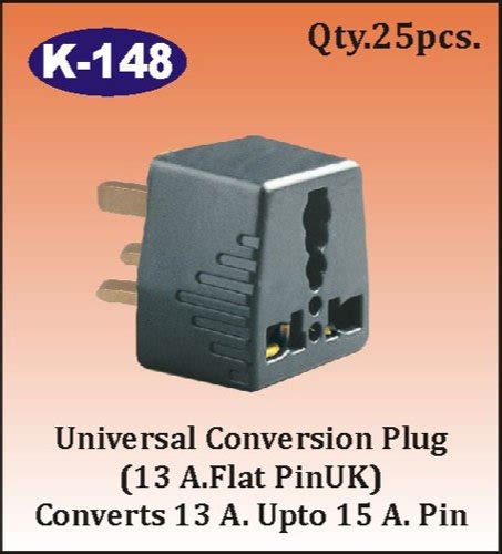 13 - 15 Amp Uk Flat Pin Black Universal Conversion Plug-K-148 at Rs 63/piece in Bhayander West