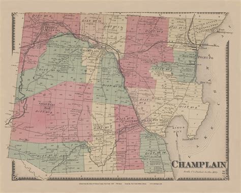 Champlain, New York 1869 - Old Town Map Reprint - Clinton Co. Atlas ...