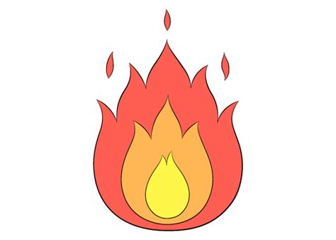 How to Draw Fire Step by Step - EasyLineDrawing