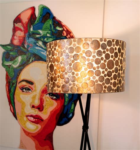 Lighting: Decorative Floor Lamp with Shade (Ø 55cm) "Gold Coin Tripod" – Light House Design