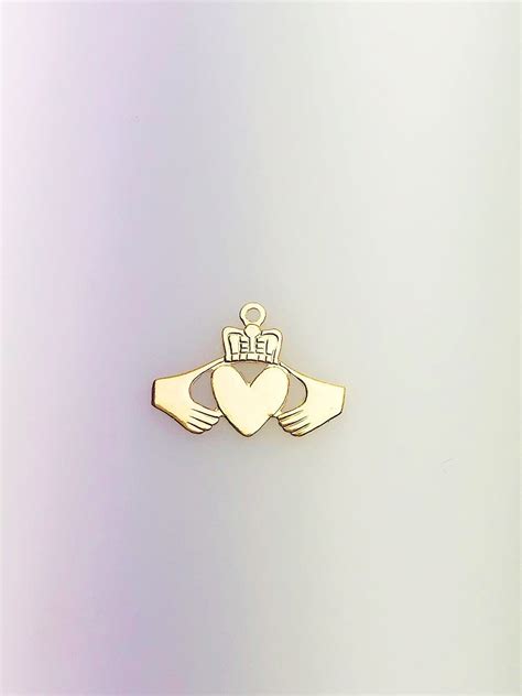 14K Gold Fill Irish Claddagh Symbol Charm w/Ring, 16.6x11.9mm, Made in USA - 529