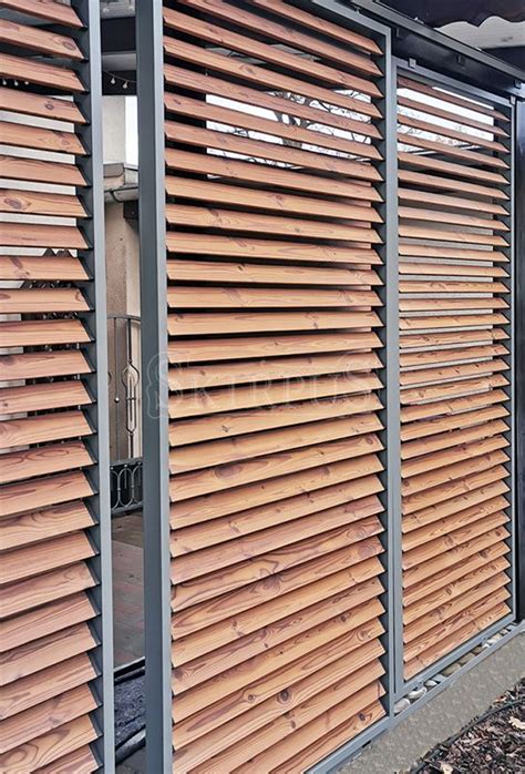 Outdoor exterior wooden sliding shutters | SKIRPUS wooden blinds factory | Schiebeläden, Haus ...