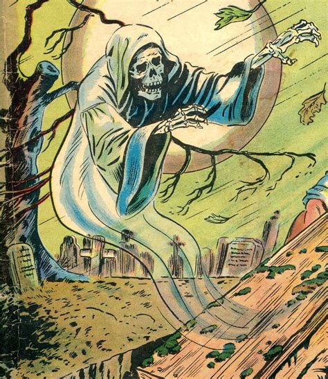 an old comic book cover with a skeleton in the air and a full moon ...