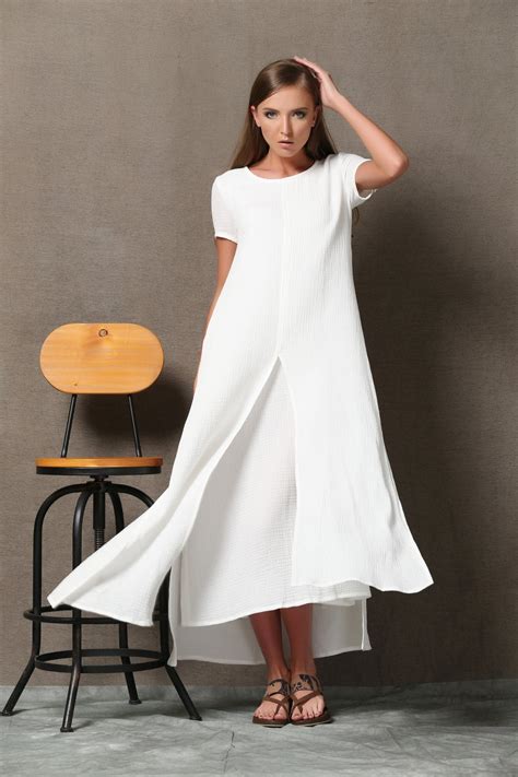 Cotton dress linen dress woman dress white dress summer