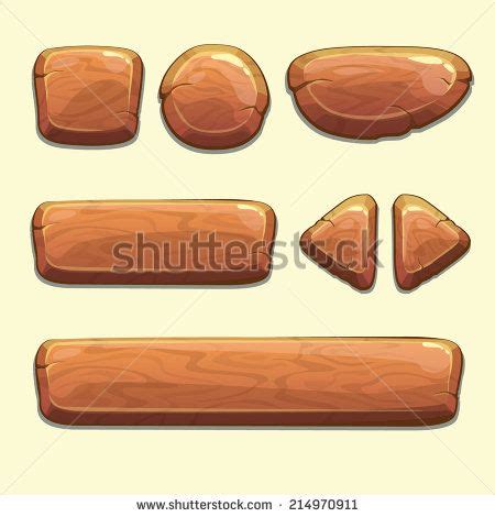 Set of cartoon wooden buttons with different shapes, vector gui elements | Game ui, Game ui ...