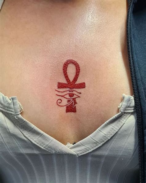 Ancient inspiration with chest ankh tattoo in 10 designs