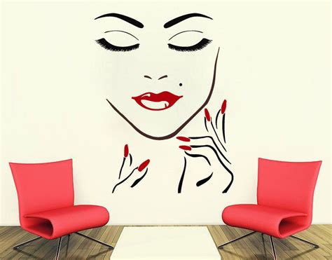 Wall Decals Beauty Salon Girl Face Hand Manicure Nail Lips | Etsy Denmark