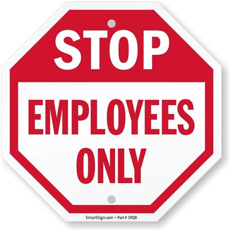 SmartSign "Stop - Employees Only" Sign | 10" x 10" Plastic- Buy Online in United Arab Emirates ...