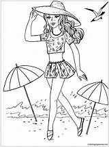 Barbie At The Beach Coloring Page  Free Printable Pages sketch template