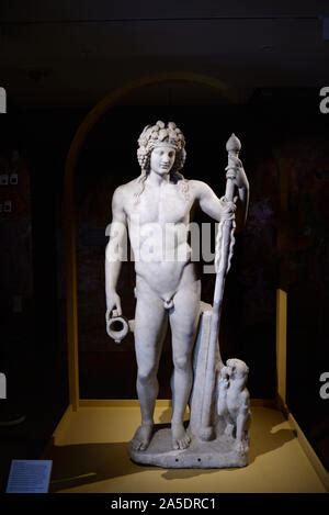 statue of the god Bacchus the ancient Roman god of wine from Pompeii in ...