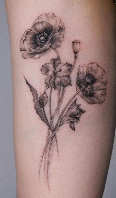 Poppy Flower Tattoo Black And White