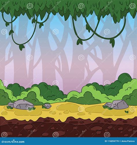 Seamless Game Background. Jungle Landscape for Game Design Stock Vector - Illustration of design ...