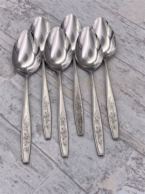 Vintage Stainless Flatware Set, Regency Rose, Service for 6, Rose Pattern Silverware set ...