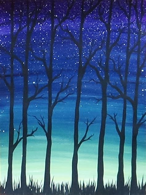 Acrylic Painting - Simple Trees Silhouette #AcrylicPainting # ...