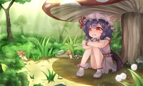 touhou, Crying, Dress, Flowers, Hat, Loli, Purple, Hair, Red, Eyes, Remilia, Scarlet, Sen, Ya ...