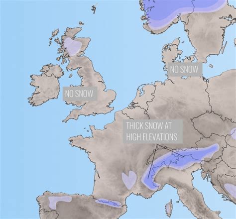 Christmas day snow cover across Europe - probability of snow coverage on December 25th, 2019 ...