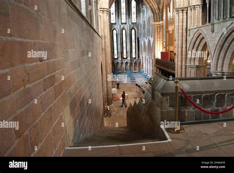 From the top of The Night Stair in Hexham Abbey, Hexham, Northumberland, England, UK Stock Photo ...