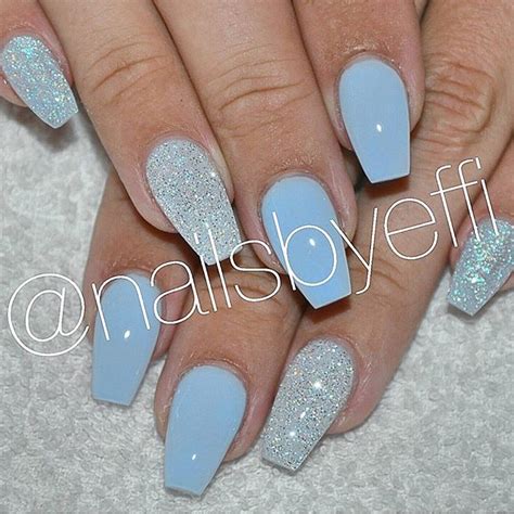 Light Blue Acrylic Nails With Glitter | Eqazadiv Home Design