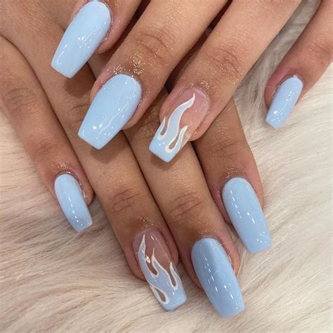 Baby Blue Nail Ideas Coffin Shape - Desaba Fesbynina