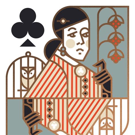 Union Playing Card Queen of Clubs Owl Illustration | Playing cards art, Playing cards art ...