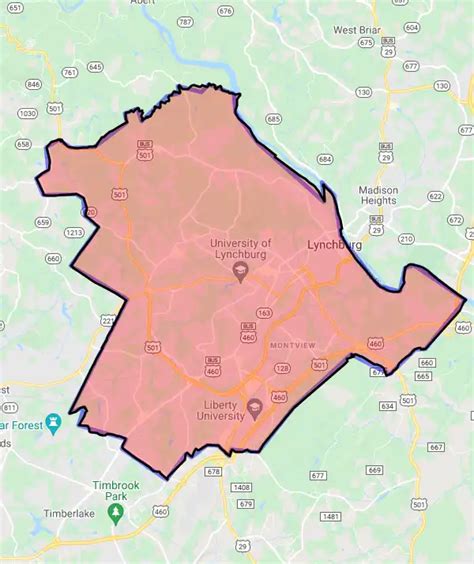 USDA Home Loan Eligible Regions of Lynchburg County or Independent City, Virginia