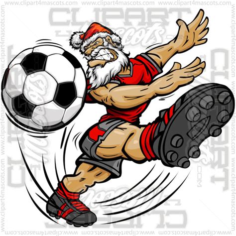 Christmas Soccer Cartoon Image. Vector or Jpg Formats.