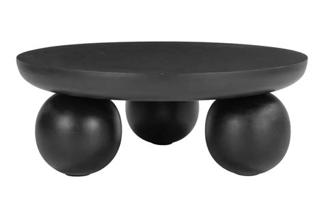 35" Black Mango Wood Round Coffee Table | Living Spaces
