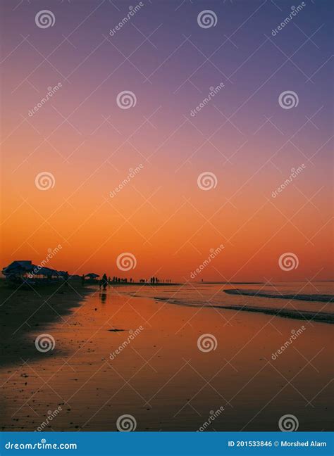 Sunrise on Cox`s Bazar Sea Beach Stock Photo - Image of umbrella, scene ...