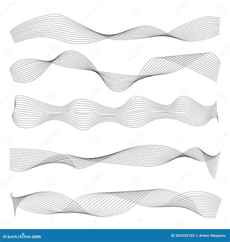 Set of Wave Borders. Wavy Lines, Symbols, Sinuous Curves Stock ...