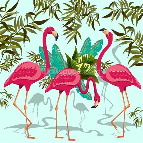 Tropical Pink Flamingos mural wallpaper | Flamingo wallpaper, Pink flamingo wallpaper, Flower ...