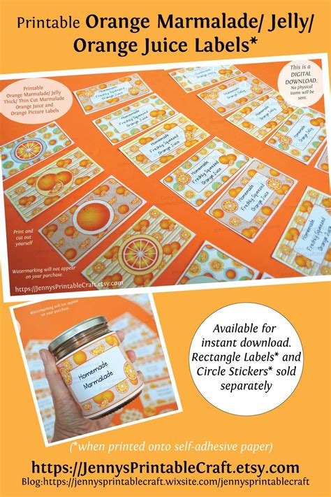 Orange Marmalade Jelly/ Orange Juice Labels and Stickers 'Print Your ...