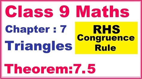 Theorem:7.5 (RHS Congruence rule) Chapter:7 Triangles | Ncert Maths Class 9 - YouTube