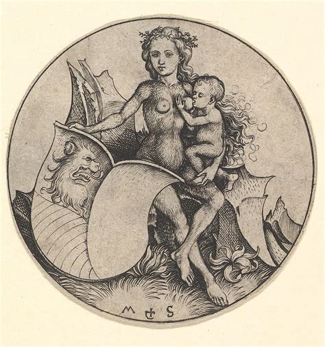 Martin Schongauer | Wild Woman Holding a Shield with a Lion's Head | The Met