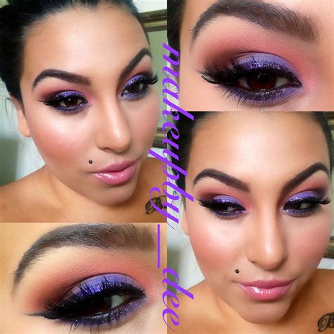 Purple and orange smokey eyes. Great summer colors and smoked out a bit for extra drama ...