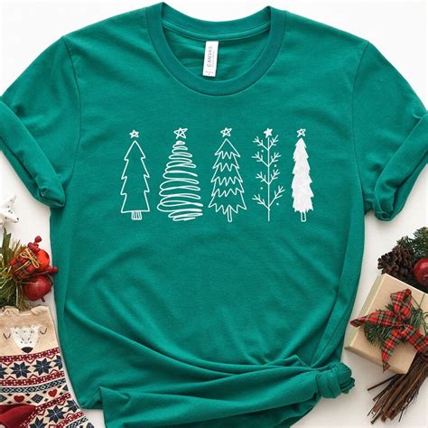 Christmas Trees Cute Holiday Shirt Holiday t shirt women | Etsy