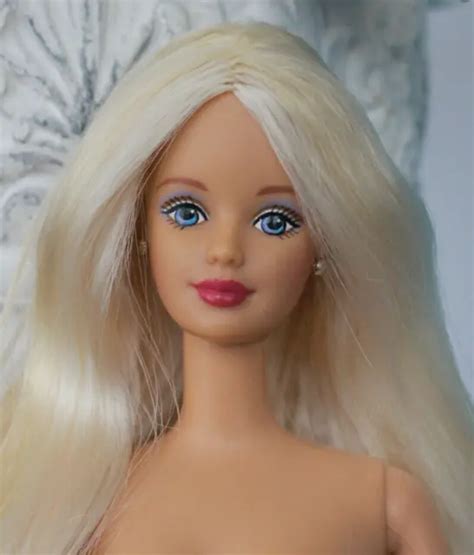 NUDE BARBIE PLATINUM Blonde long hair TnT blue eyes pink lips Mackie ...