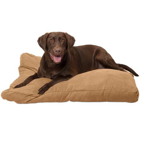 FurHaven Pet Dog Bed | Deluxe Quilted Suede Pillow Pet Bed for Dogs & Cats, Camel, Large ...