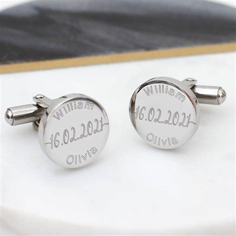 Name And Date Personalised Wedding Day Cufflinks By Hurleyburley man