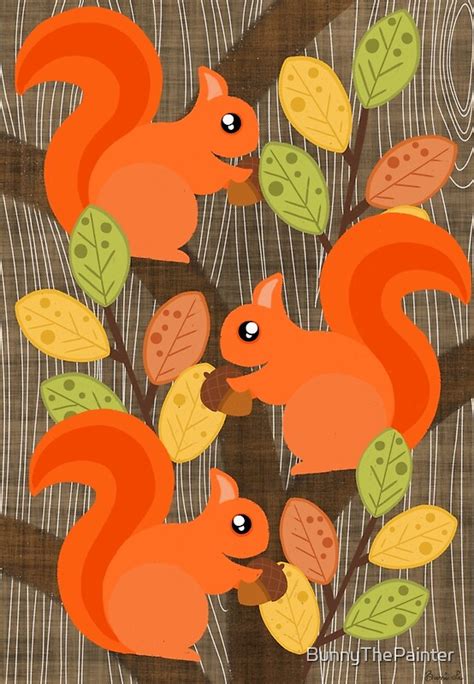 "Three Squirrels In A Tree" by BunnyThePainter | Redbubble