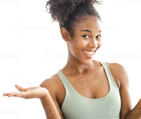 Beautiful black woman looking at camera smiling. portrait of African ...