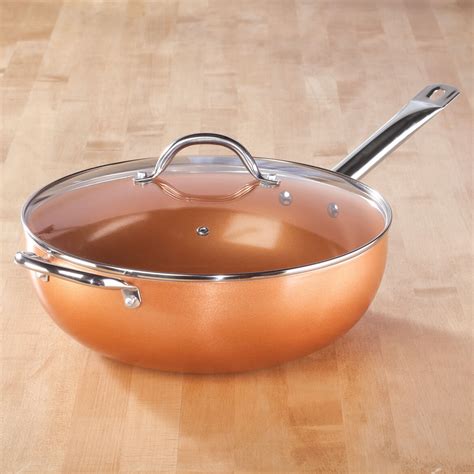 Copper 12" Wok - Copper Cookware - Non Stick Wok - Miles Kimball