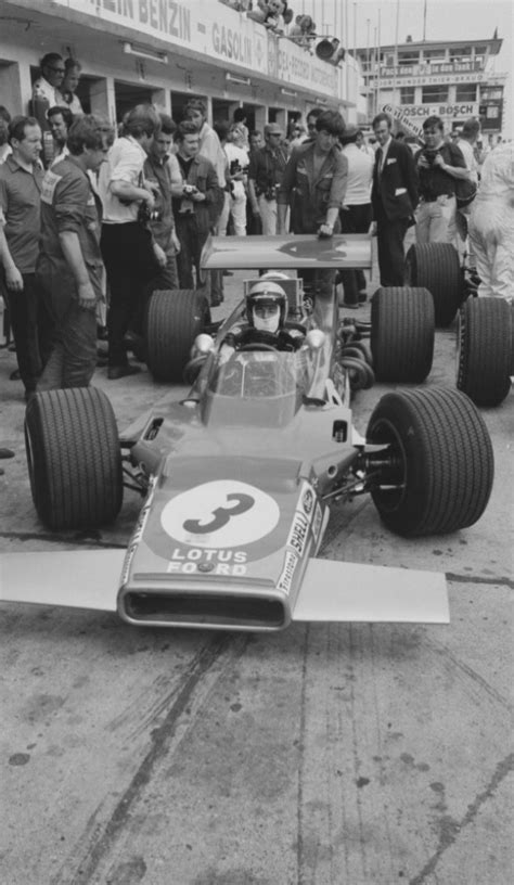 PREPARING MONTAGE — Mario Andretti, Lotus 63, 1969 German GP,...