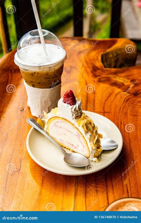 Almond Ice Cream Cake with Iced Coffee Stock Photo - Image of flavour, coconut: 136748870