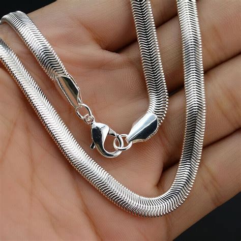 2021 Silver Color 6MM Flat Snake Chain Necklace 20 24inch For Men Women ...