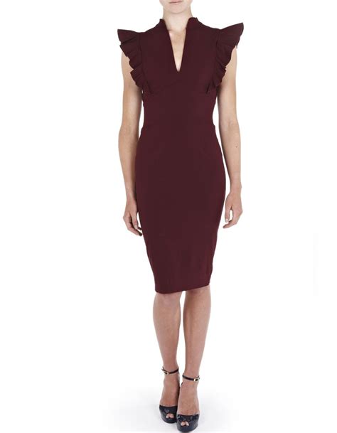 Oxblood-colored dress | Dresses, Oxblood dress, Frill dress